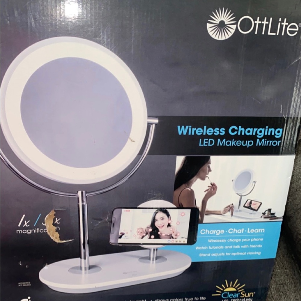 Ottlite wireless charging LED makeup mirror